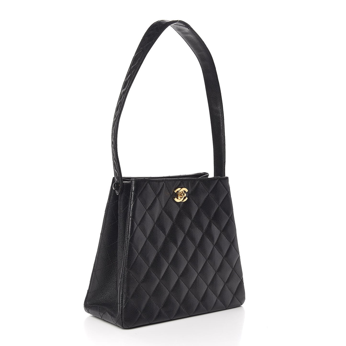 Caviar Quilted Shoulder Bag Black