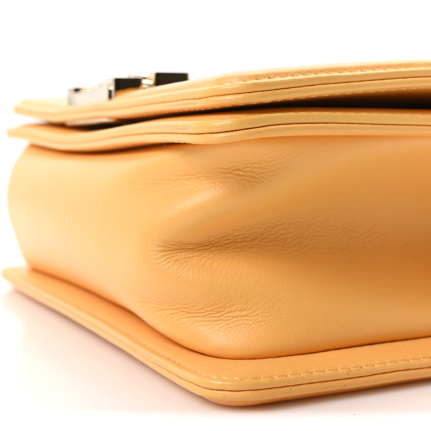 Calfskin Quilted Small Boy Flap Yellow
