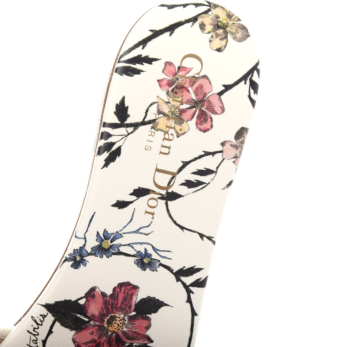 Canvas Rose Mutabilis Embroidered Dway Flat Slide Sandals 37.5 Pink Multicolor
