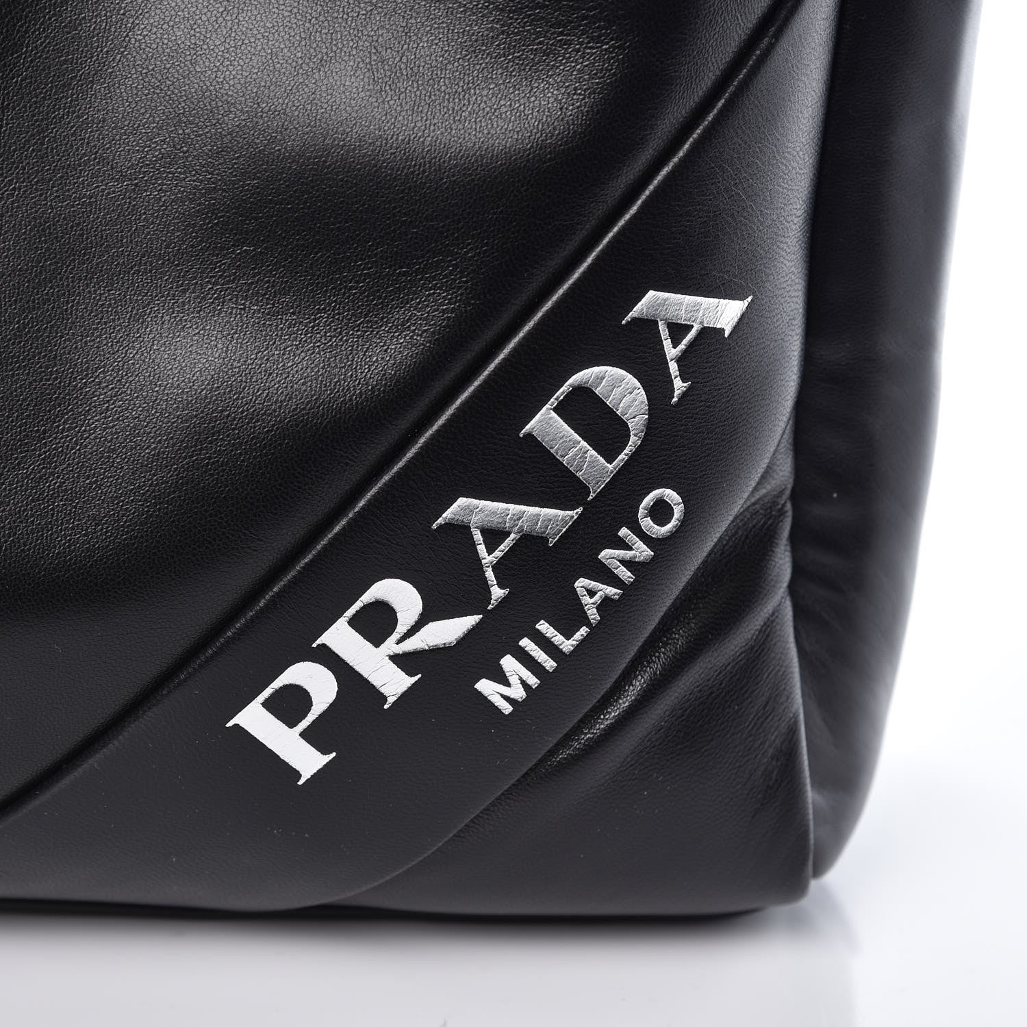 Prada Nappa Soft Large Tote Black Cobalto 9 of 9