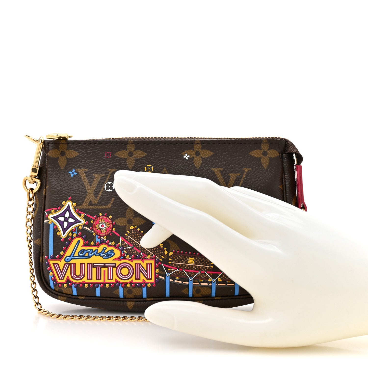 Louis Vuitton Monogram 2020 Christmas Animation Roller Coaster Mini Pochette Accessories Pivoine 2 of 11