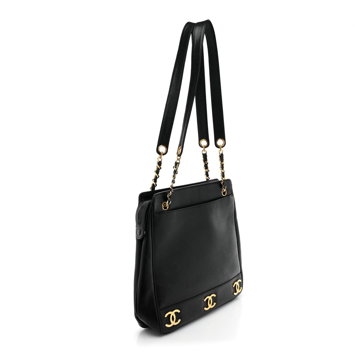 Caviar Triple CC Shoulder Bag Black