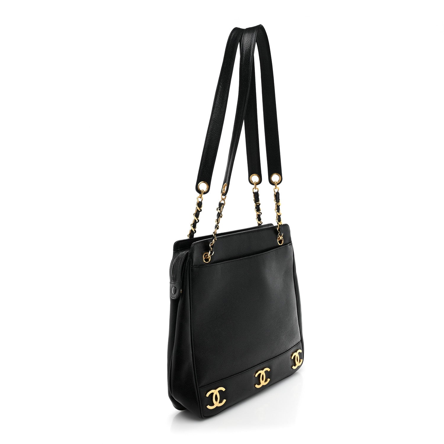 Chanel Caviar Triple CC Shoulder Bag Black 3 of 16