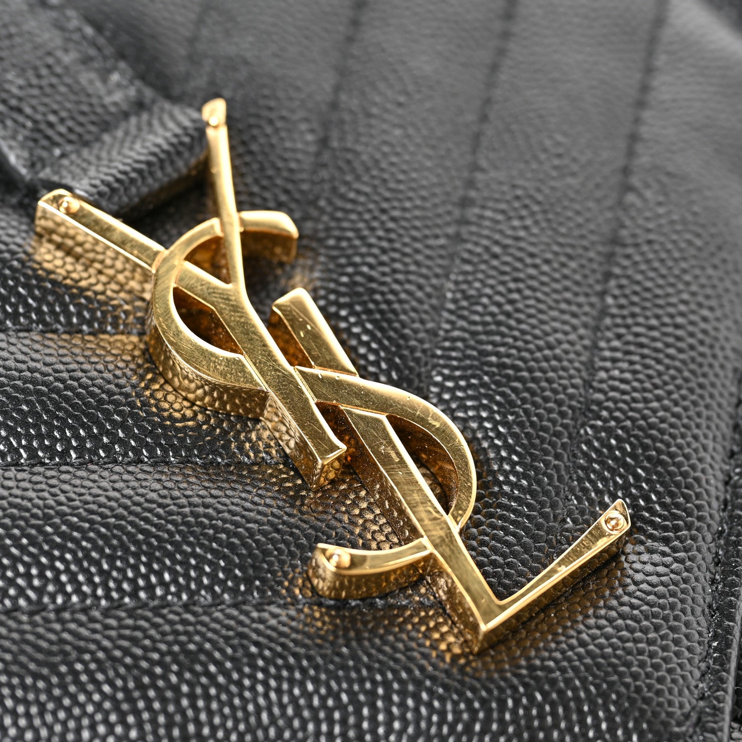 Saint Laurent Grain De Poudre Textured Mixed Matelasse Triquilt Medium Monogram Satchel Black 10 of 13