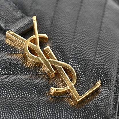 Saint Laurent Grain De Poudre Textured Mixed Matelasse Triquilt Medium Monogram Satchel Black 10 of 13
