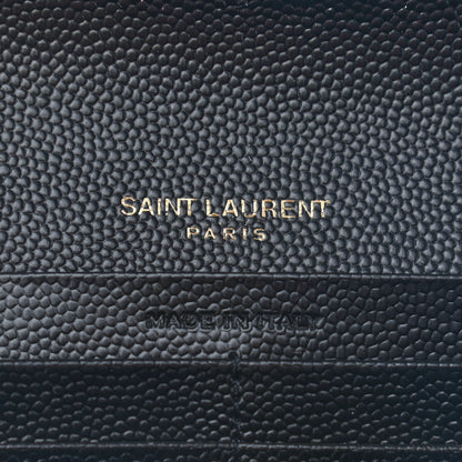 Saint Laurent Grain De Poudre Matelasse Chevron Monogram Flap Wallet Black 7 of 8