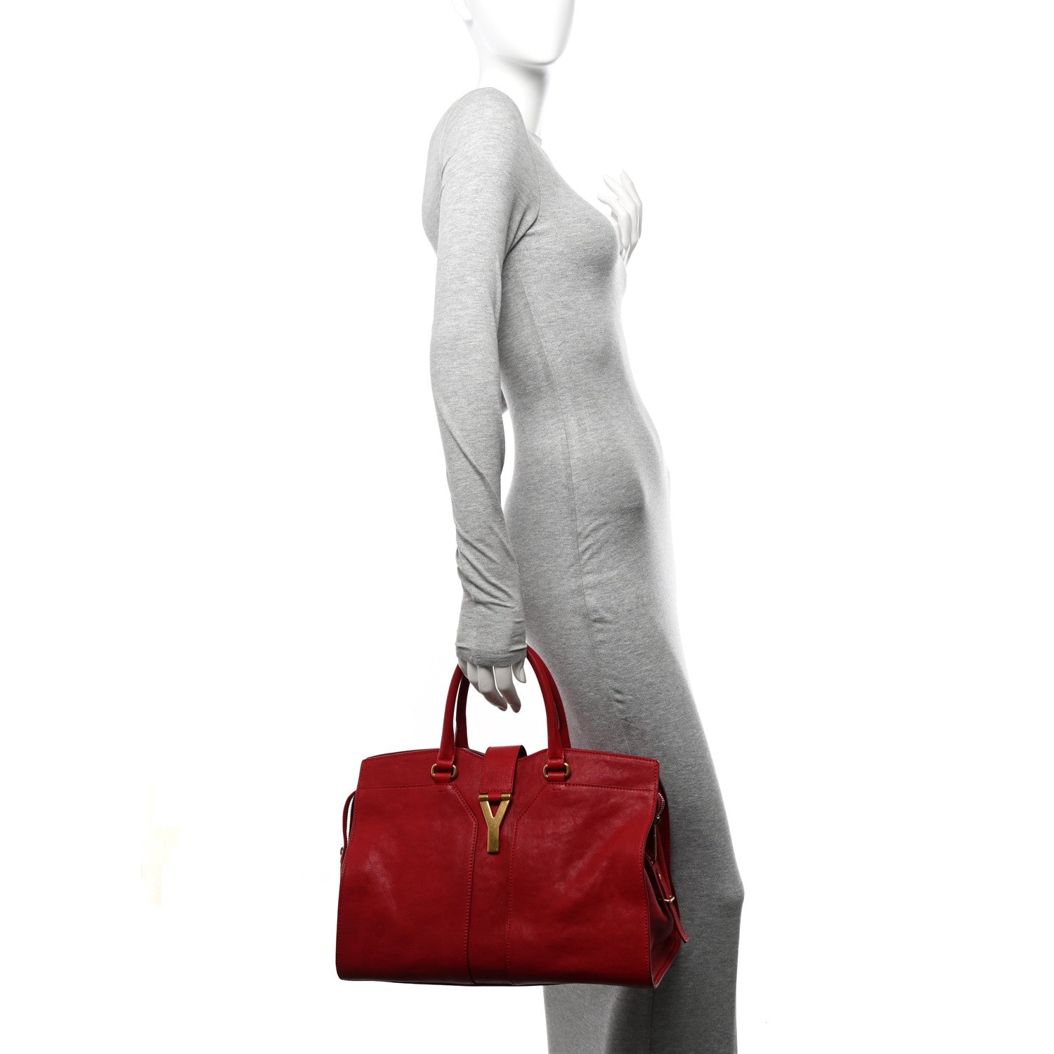 Saint Laurent Sheepskin Medium Cabas ChYc Red 2 of 10