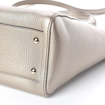 Gucci Metallic Pebbled Calfskin Small Soho Top Handle Bag Golden Beige 9 of 9