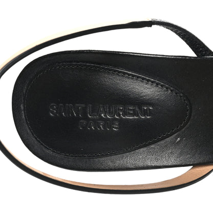 Saint Laurent Calfskin Cassandra 85 Sandals 37 Black Gold Brown 7 of 9