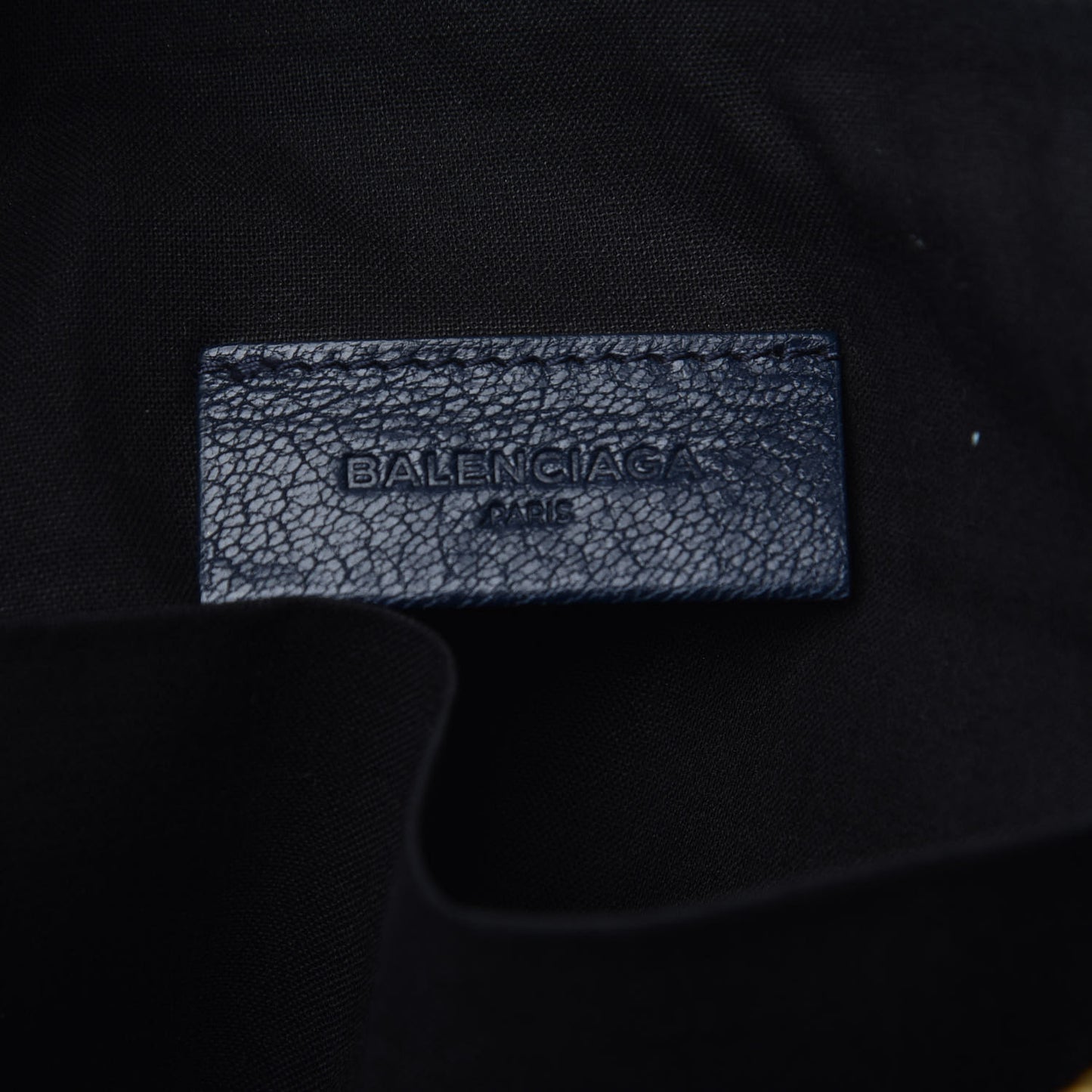 Chevre Gold Metallic Edge Hardware Pouch Bleu Nuit