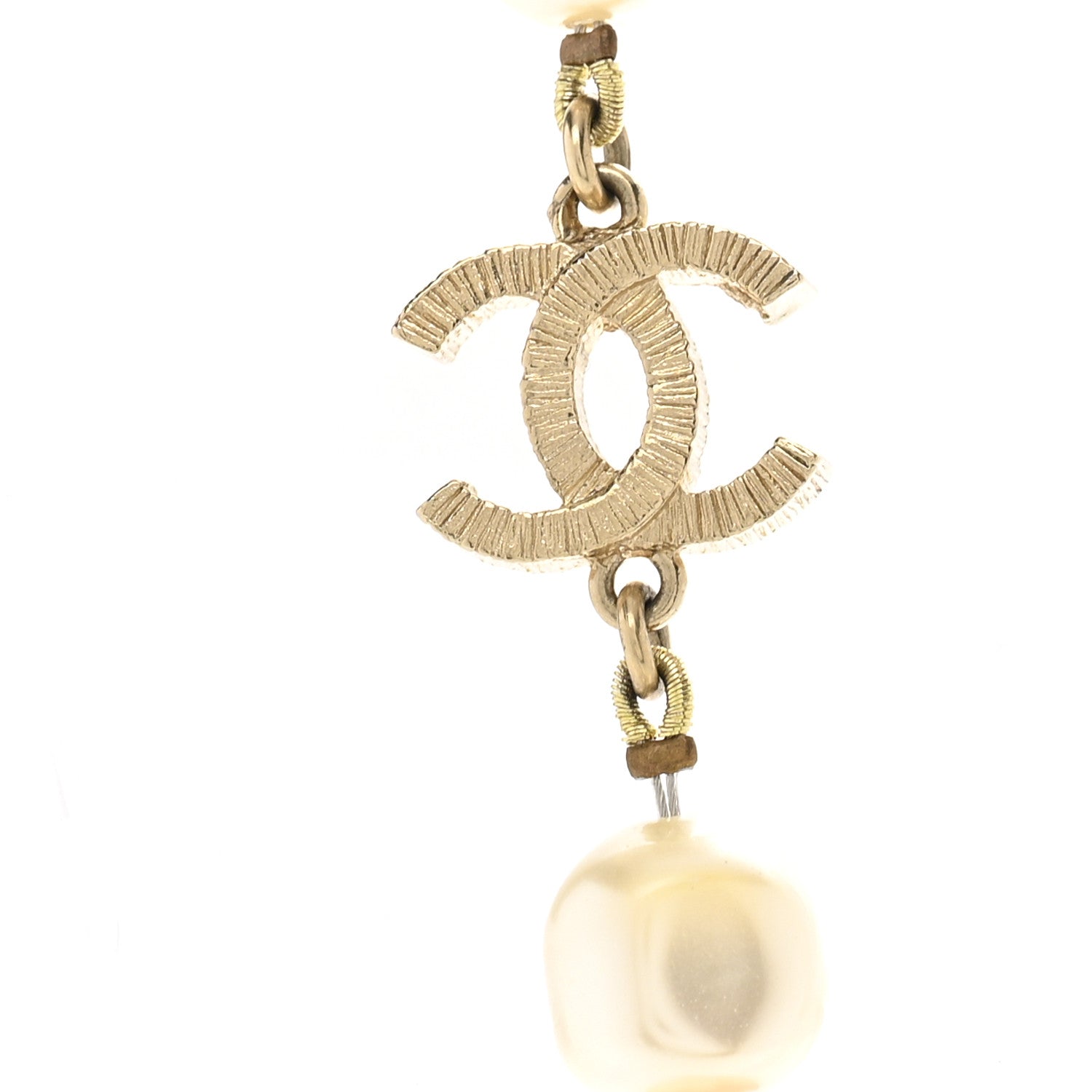 Chanel Pearl CC Long Necklace Light Gold 4 of 6