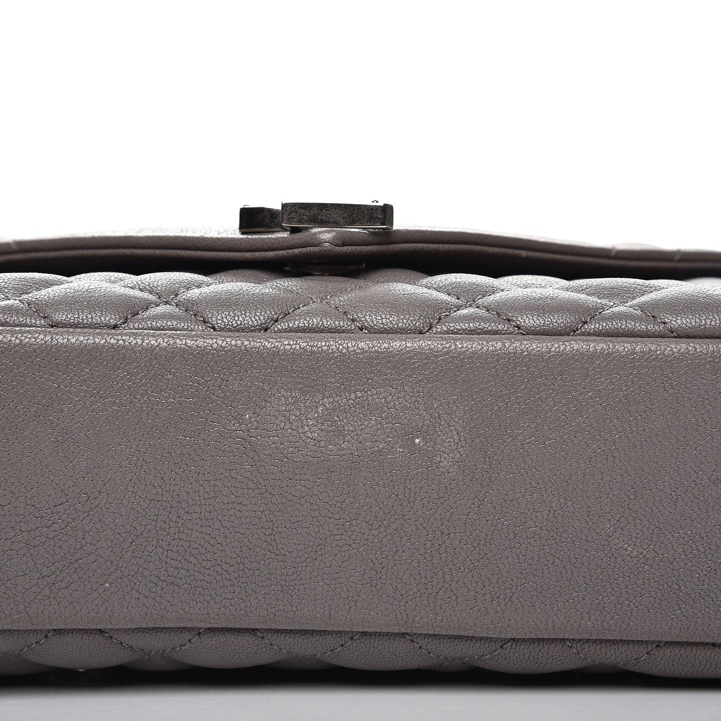 Sheepskin Tri-Quilt Monogram Medium College Bag Gray