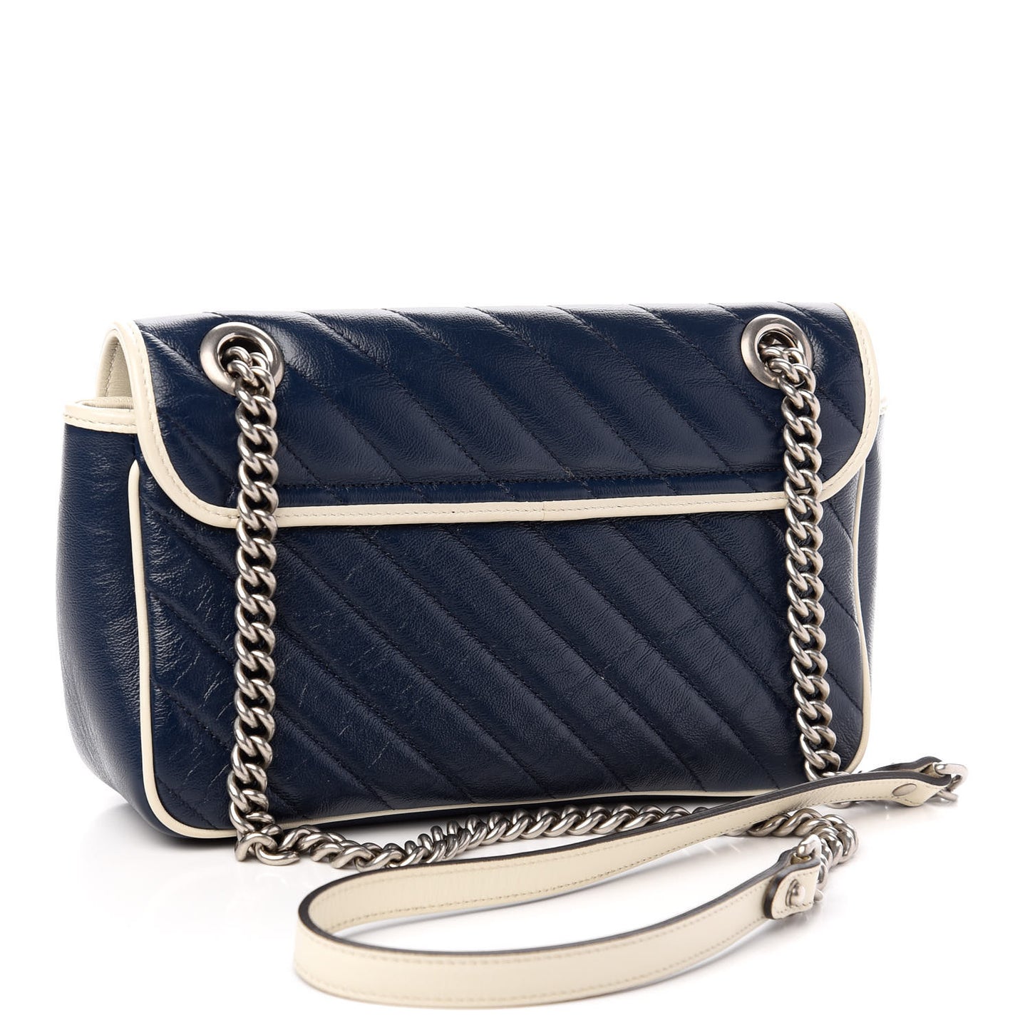 Azalea Calfskin Matelasse Small Torchon GG Marmont Shoulder Bag Blue Agata Mystic White