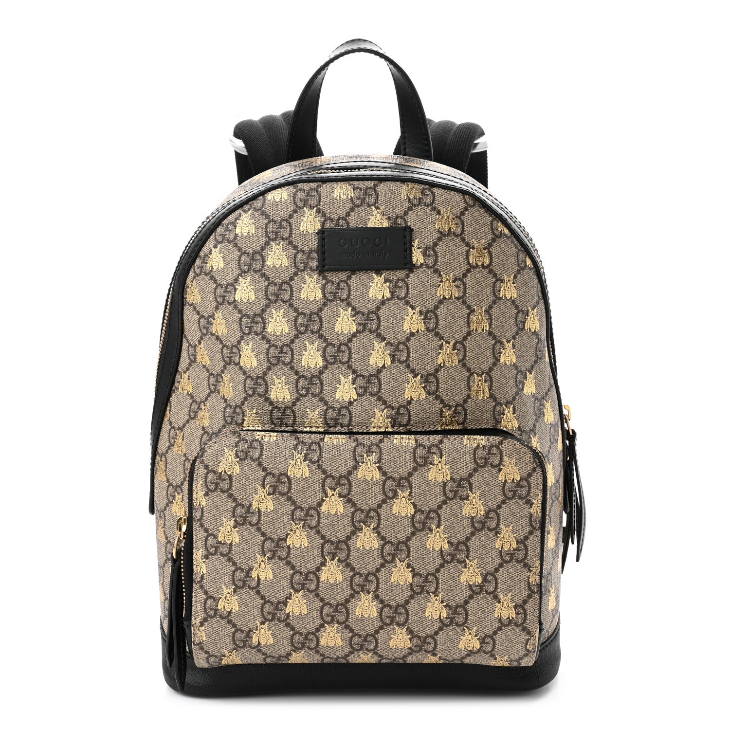 Gucci GG Supreme Monogram Bees Print Small Day Backpack Beige Oro Black 1 of 10