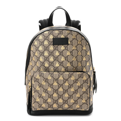 Gucci GG Supreme Monogram Bees Print Small Day Backpack Beige Oro Black 1 of 10