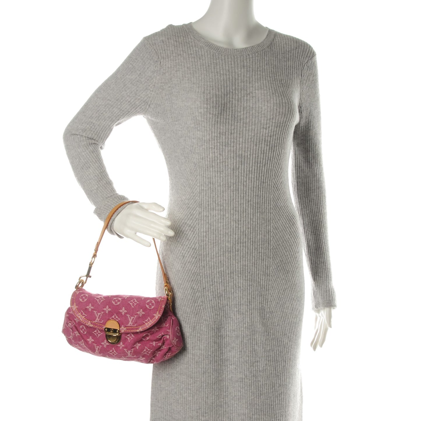 Monogram Denim Mini Pleaty Fuchsia