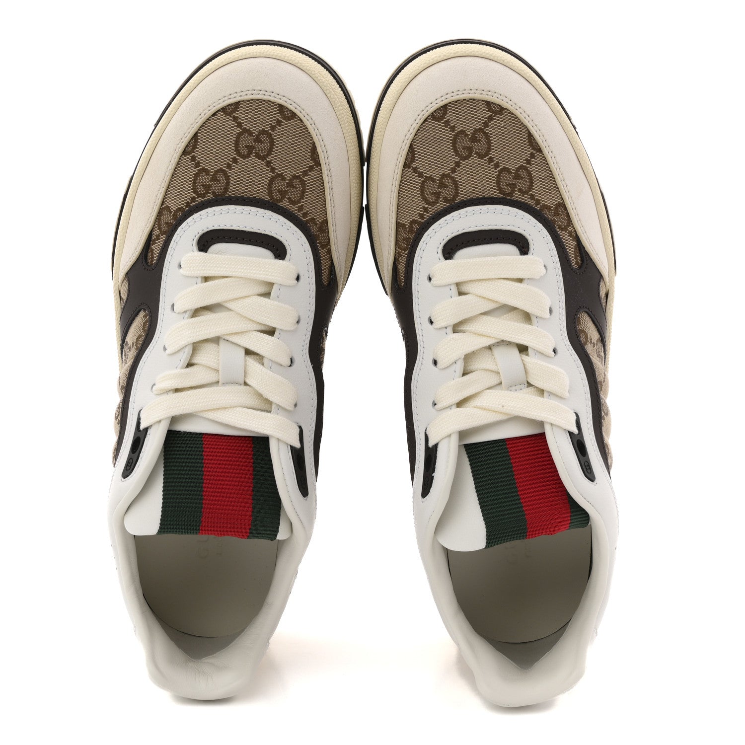 Gucci Calfskin Suede GG Monogram Re-Web Womens Sneakers 37 White Beige Ebony 2 of 11
