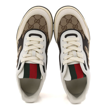 Gucci Calfskin Suede GG Monogram Re-Web Womens Sneakers 37 White Beige Ebony 2 of 11