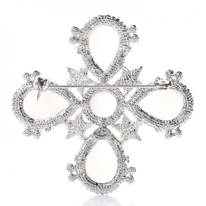 Chanel Pearl Crystal CC Star Brooch Silver 3 of 4