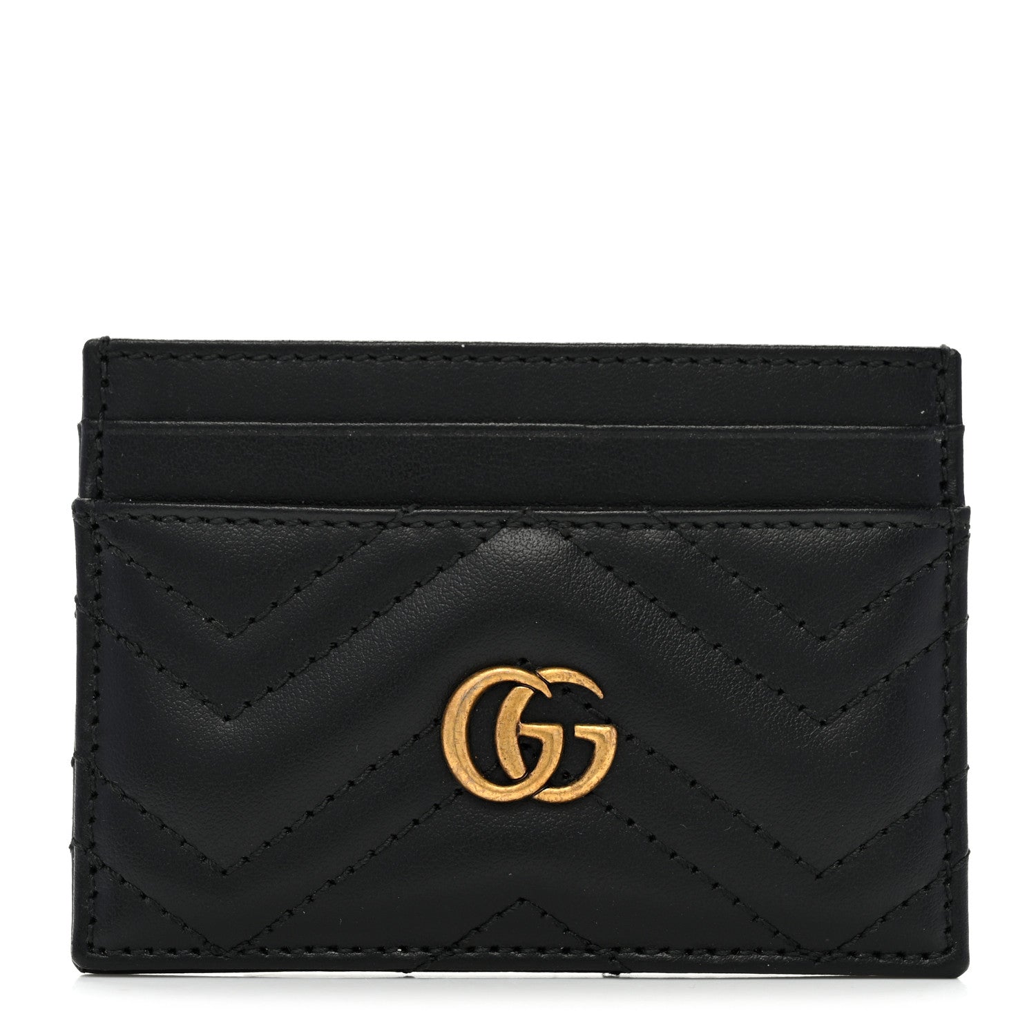 Gucci Calfskin Matelasse GG Marmont Card Holder Black 1 of 7