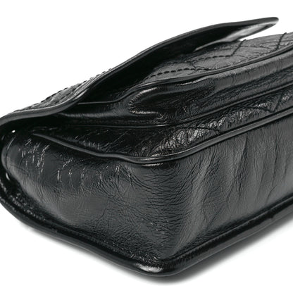Saint Laurent Crinkled Calfskin Matelasse Monogram Baby Niki Chain Satchel Black 9 of 10