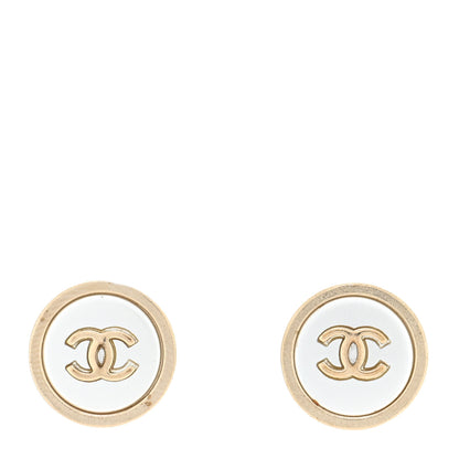 Chanel Pearl Coco Round Earrings Gold Pearly White 1 of 4