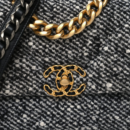 Chanel Tweed Quilted Medium Chanel 19 Flap Grey 8 of 11