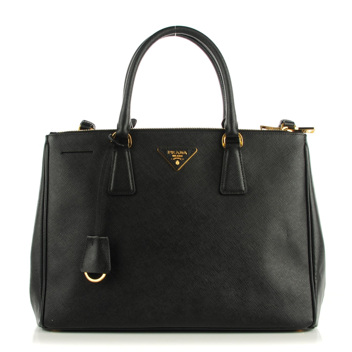 Saffiano Medium Galleria Double Zip Tote Black