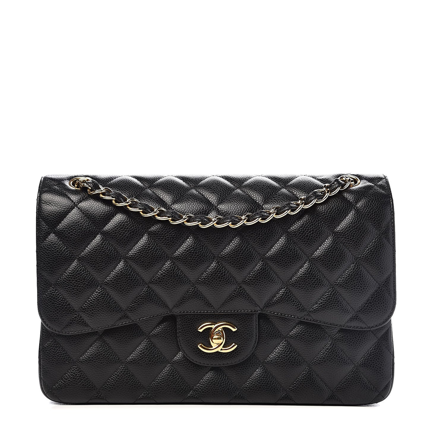 Caviar Quilted Jumbo Double Flap Black