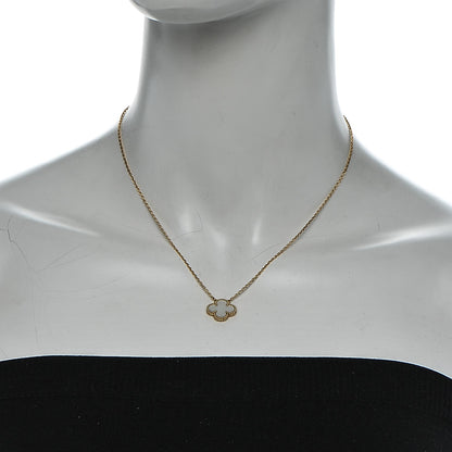 Van Cleef & Arpels 18K Yellow Gold Mother of Pearl Vintage Alhambra Pendant Necklace 2 of 6