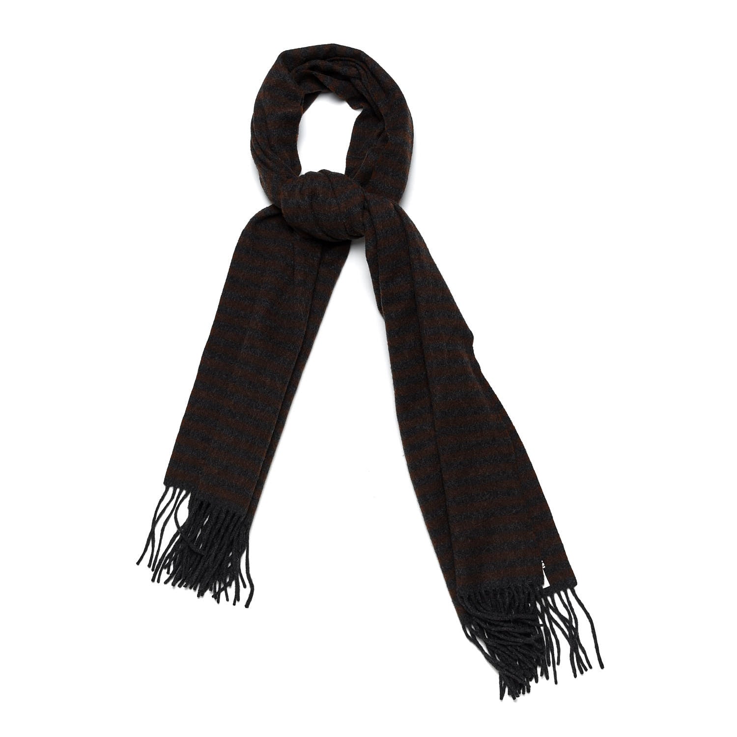 Hermes Cashmere Striped Fringe Scarf 1 of 4