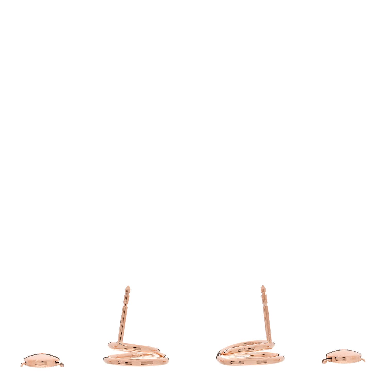 Hermes 18K Rose Gold Diamond TPM Vertige Coeur Earrings 3 of 5