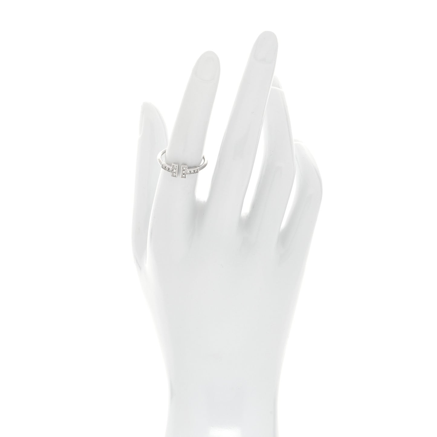 18K White Gold Diamond T Wire Ring 53 6.25