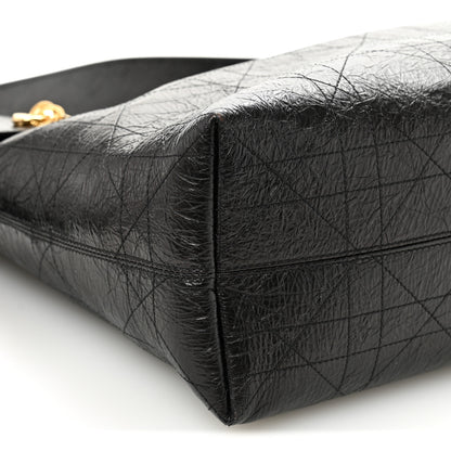 Christian Dior Crinkled Calfskin Macrocannage Large Voyage Bag Black 9 of 11