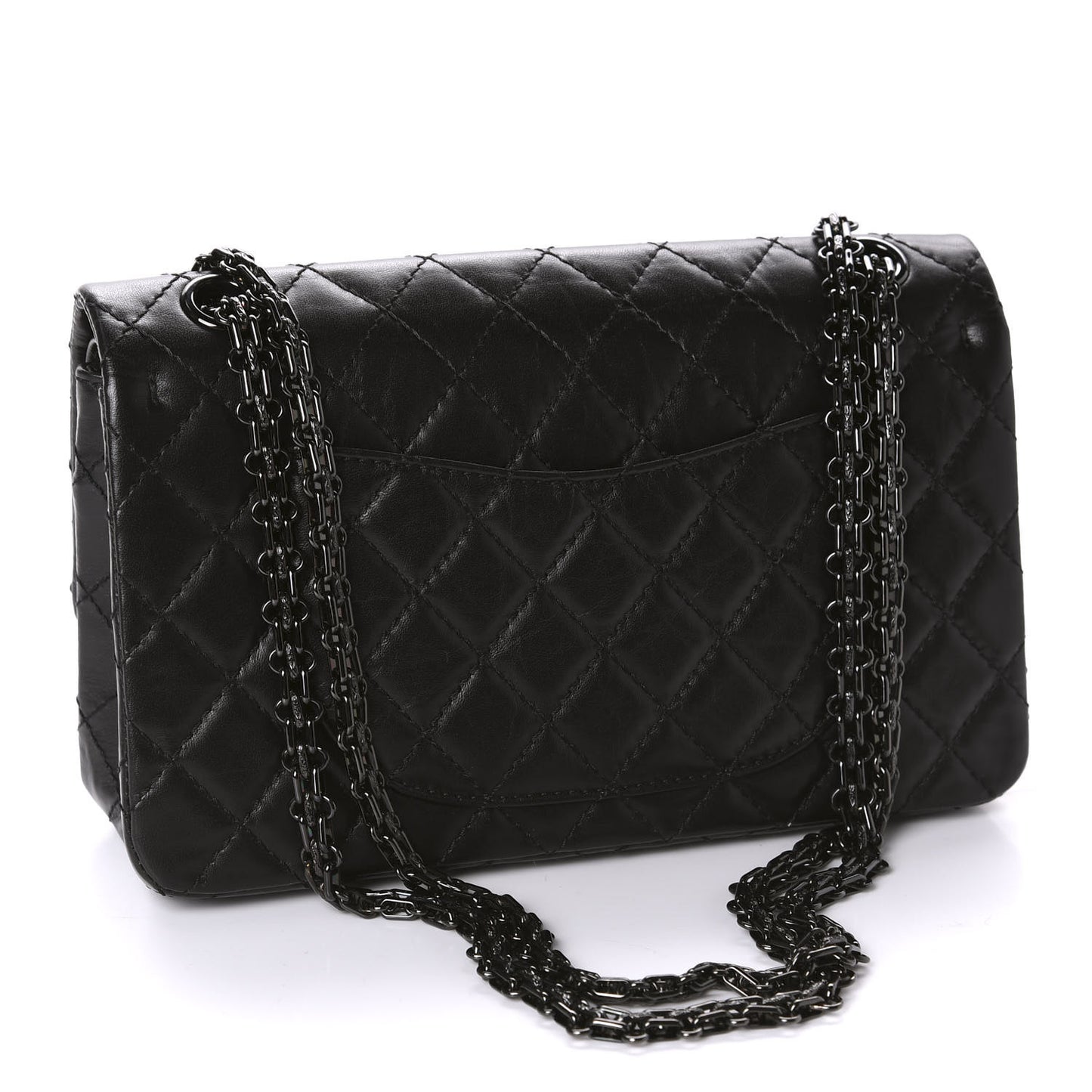 Aged Calfskin Quilted 2.55 Reissue 225 Flap So Black