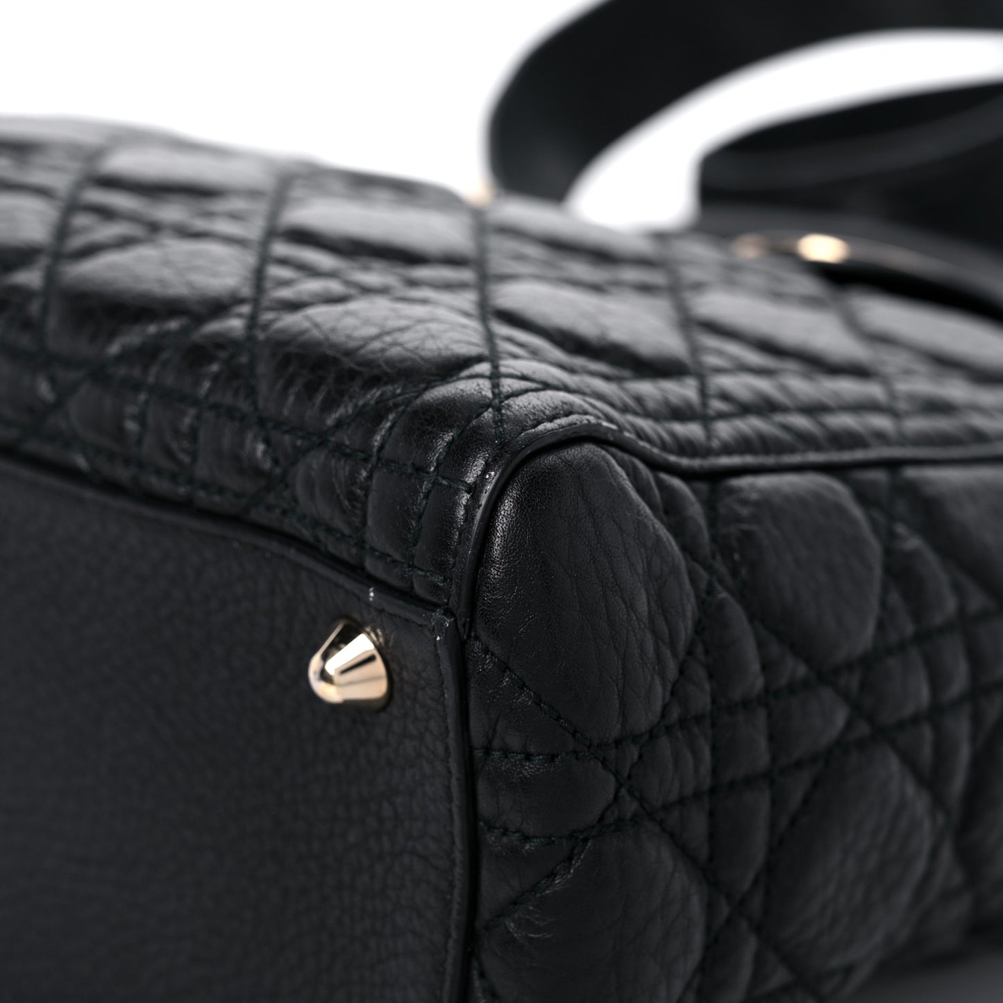 Grained Calfskin Cannage Large Supple Lady Dior Black