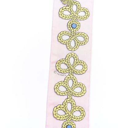 Hermes Silk Galons Et Brandebourg Twilly Rose Pale Bleu Jean 4 of 4