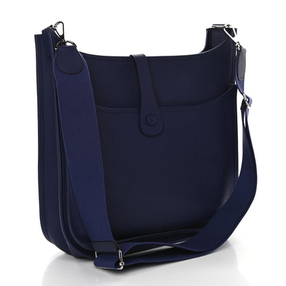 Hermes Taurillon Clemence Evelyne III GM Bleu Encre 3 of 9