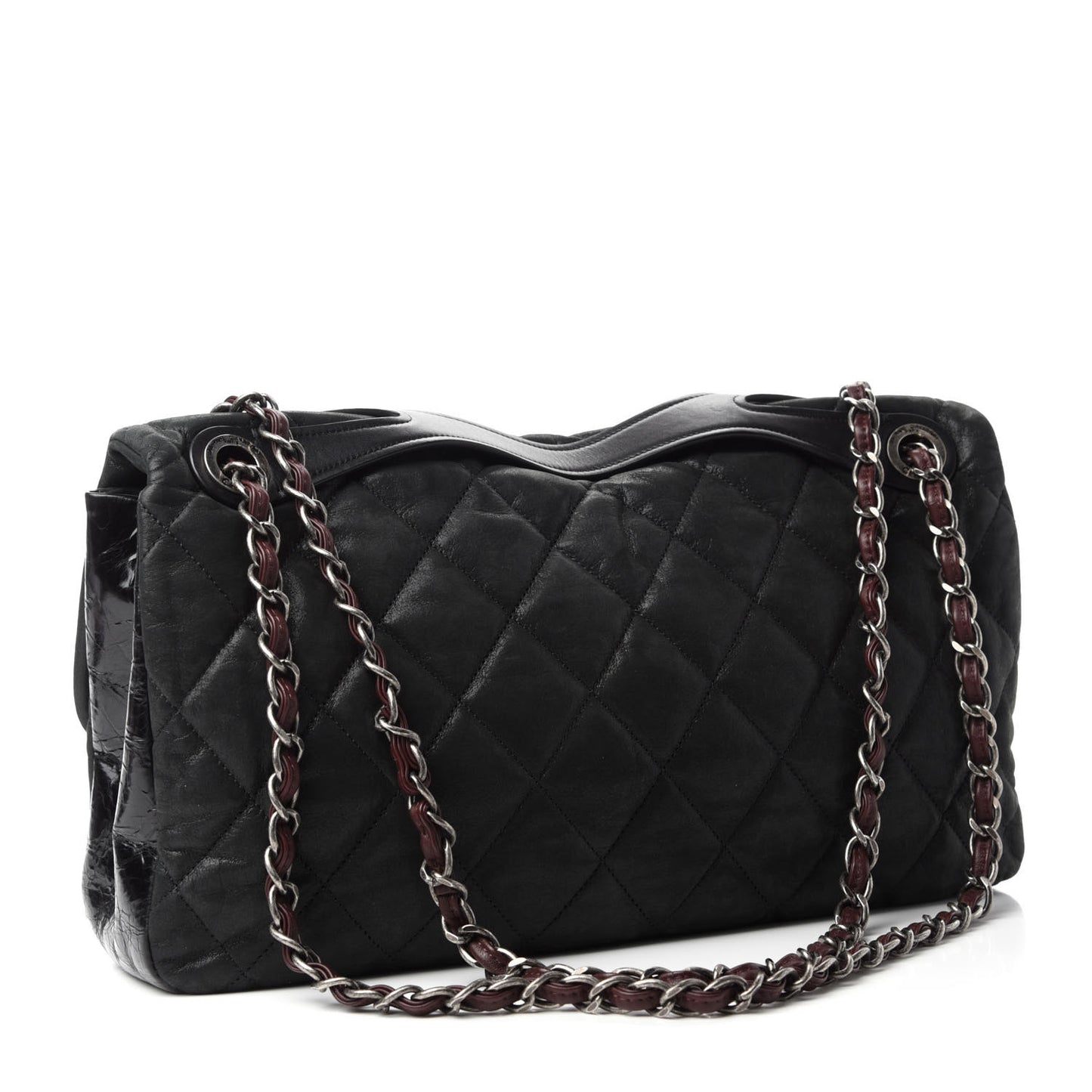 Iridescent Calfskin Jumbo In The Mix Flap Black