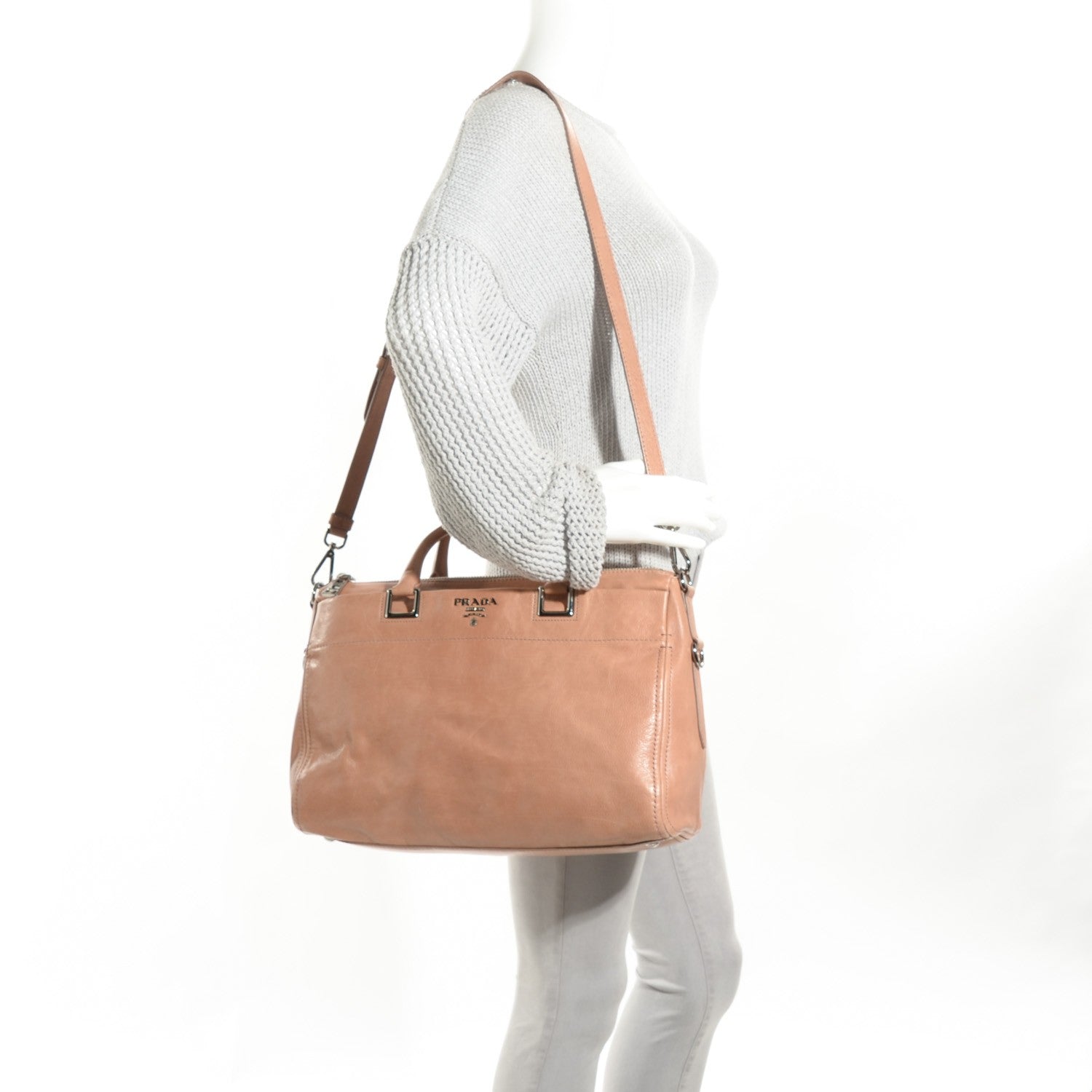 Prada Glace Calf Extra Wide Tote Cammeo 3 of 10