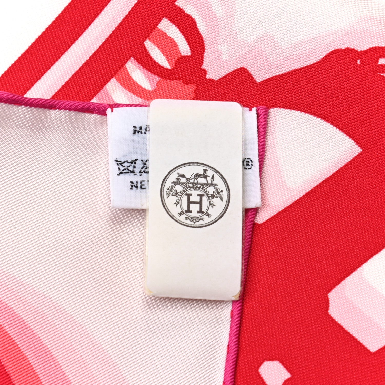 Hermes Silk Brides De Gala Shadow Pocket Square White Rouge Rose Vif 4 of 4