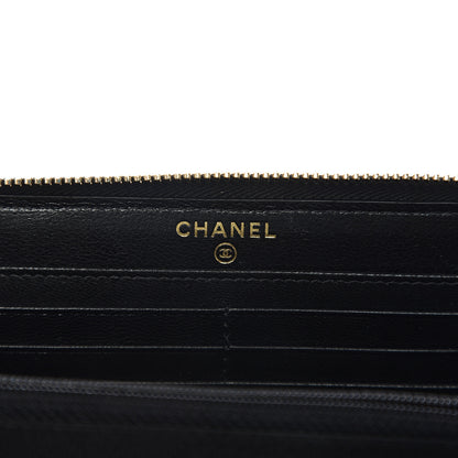Chanel Lambskin Quilted 19 Long Zipped Around Wallet Black 5 of 7