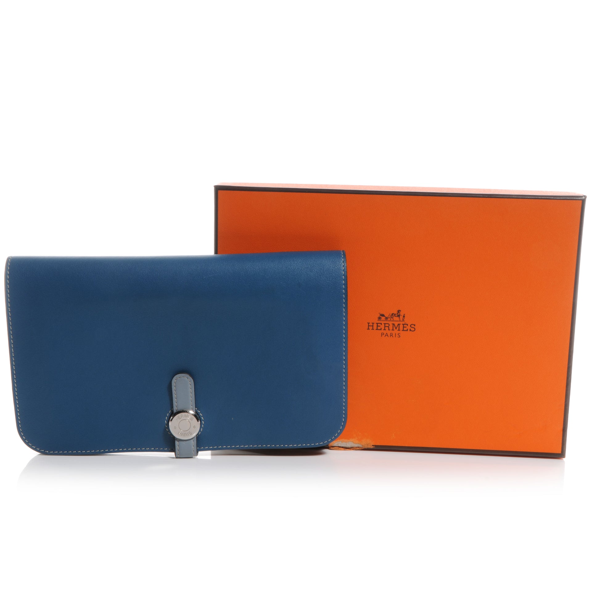 Hermes Swift Dogon Combined Wallet Bleu De Galice and Bleu Lin 5 of 9