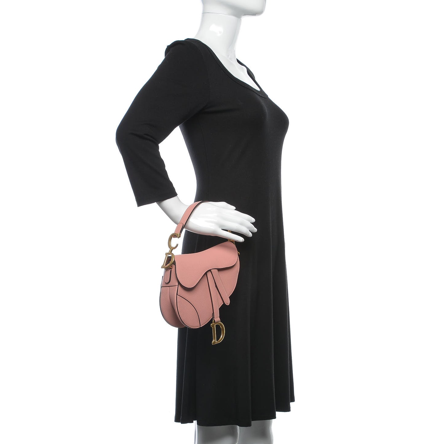Grained Calfskin Mini Saddle Bag Pink