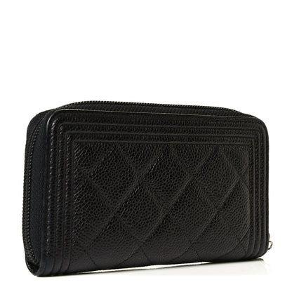 Chanel Caviar Quilted Small Boy Zip Around Wallet Black 2 of 6