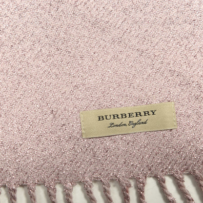 Burberry Metallic Polyester Cashmere Giant Check Reversible Fringe Scarf Ash Rose 3 of 4