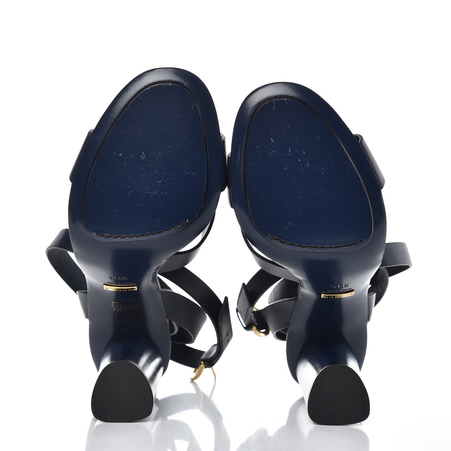 Suede Calfskin Candy Cross Sandals 39.5 Blue Marine
