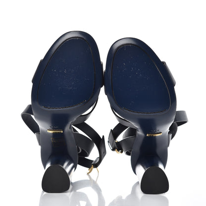Gucci Suede Calfskin Candy Cross Sandals 39.5 Blue Marine 5 of 9
