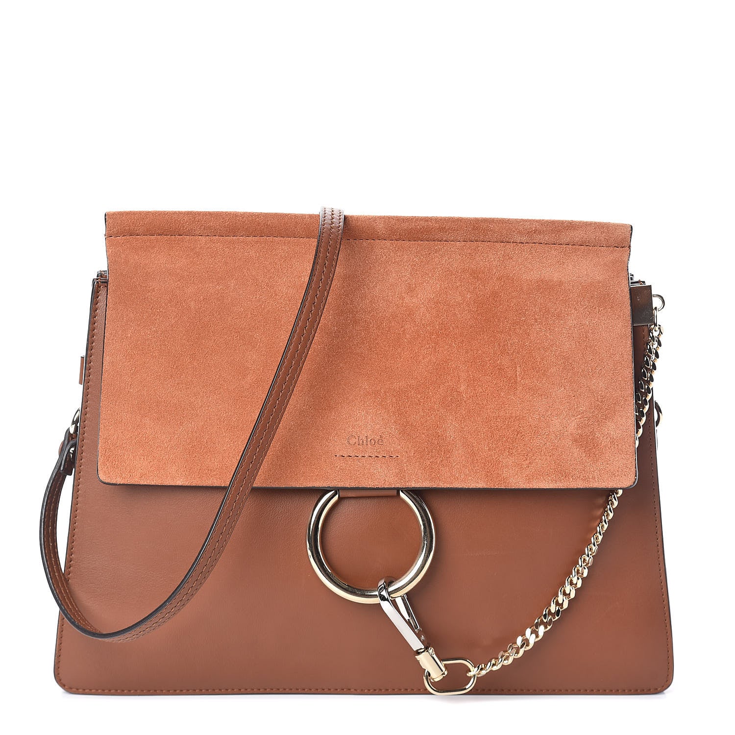 Chloe Suede Calfskin Medium Faye Shoulder Bag Tobacco 1 of 8