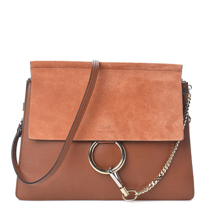 Chloe Suede Calfskin Medium Faye Shoulder Bag Tobacco 1 of 8